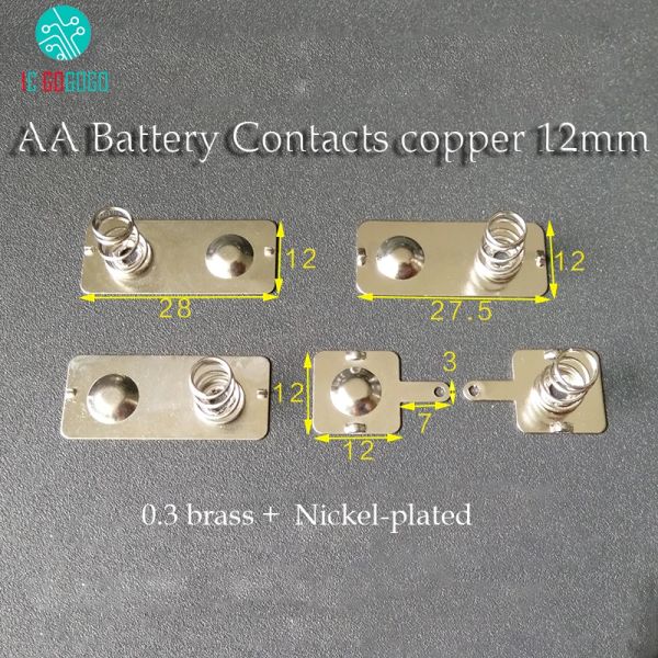Acessórios 5Pairs AA Battery Contatos Placa da faixa de contato da mola 12*12/27.5/28mm Conector de bateria de latão Positivo Eletrodo de cobre negativo