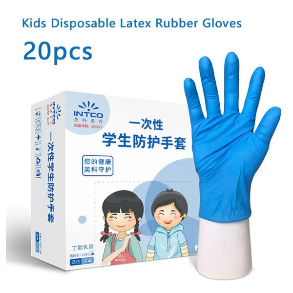 Перчатки 20шт 20 шт. Дети одноразовые латексные резиновые перчатки эксперимент по уборке домохозяйств.