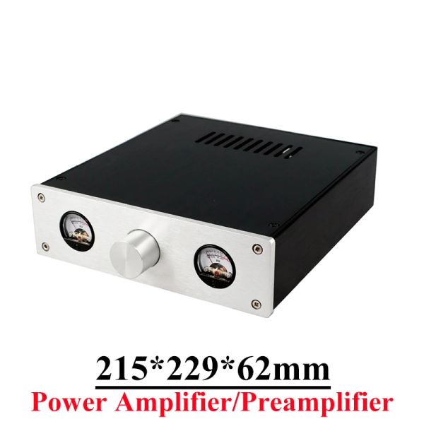 Amplificatore 215*229*62mm All Alluminio Amplificatore Amplificatore Amplificatore Case di alimentazione dell'alimentatore di alimentazione Vu Meter Accessori audio fai -da -te