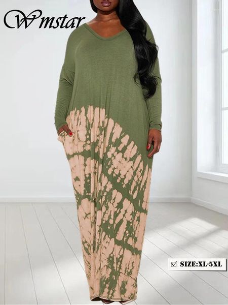 Abiti per feste Wmstar Donne Plus size eleganti a manica lunga a V Puntwork sciolto in maxi abito all'ingrosso drop 2024