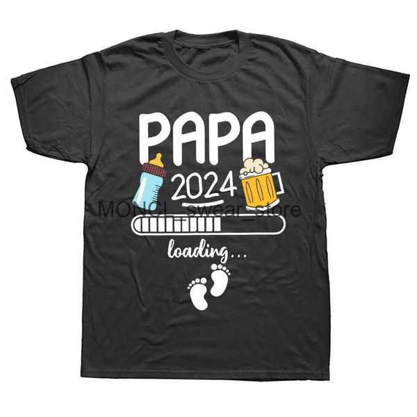 T-shirt maschile papa 2024 maglietta divertente futura papà bring di bevande amanti tops cotone unisex o-collo padre t-shirt t-shirts size h240506