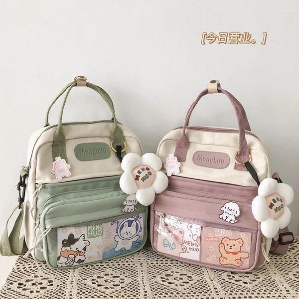 Bolsas de noite Mulheres Mensageiro de ombro de tela Kawaii japonês fofo de desenho animado Moda feminina Crossbody Bag para bolsas de mochila