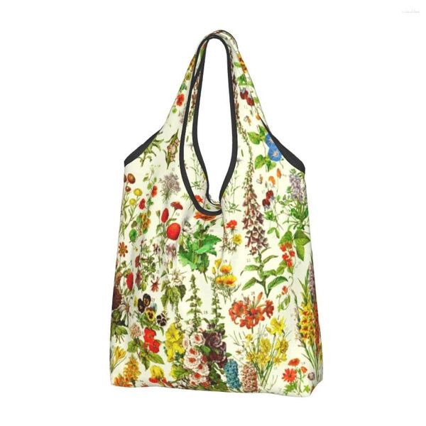 Bolsas de armazenamento Adolphe Millot HD Fleurs Compras Mulheres portáteis Big Capacidade Livros de Mercearia