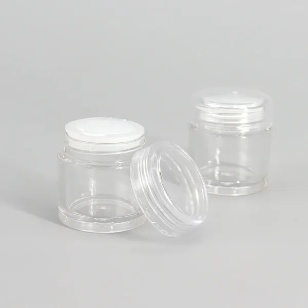 Garrafas de armazenamento 24 x5g Mini quadrado reabastecido como jarra de amostra em pó com tampa clara CASO COSMETIC CASE 5CC Pequeno contêiner de maquiagem de face