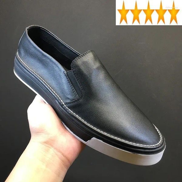 Sapatos casuais designer de moda masculino cênus de couro genuíno