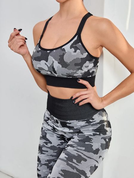 2 pezzi yoga mimetico mimetico camo sport set women palest fitness abbigliamento ad alta vita leggings reggiseno 240425