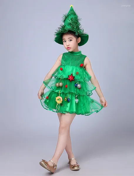 Themenkostüm Girls Kids Green Tree Hut Kleid Cosplay Halloween Weihnachtskleider Tops Party Outfits Kostüme Purim Elf