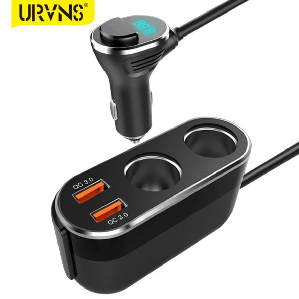 Зарядное устройство URVNS 132W USB CAR Зарядное устройство 2 гнезда сигарет Socket Splitter Splitter с дисплеем светодиодного напряжения и выключателями с двойным QC3.0 адаптер QC3.0