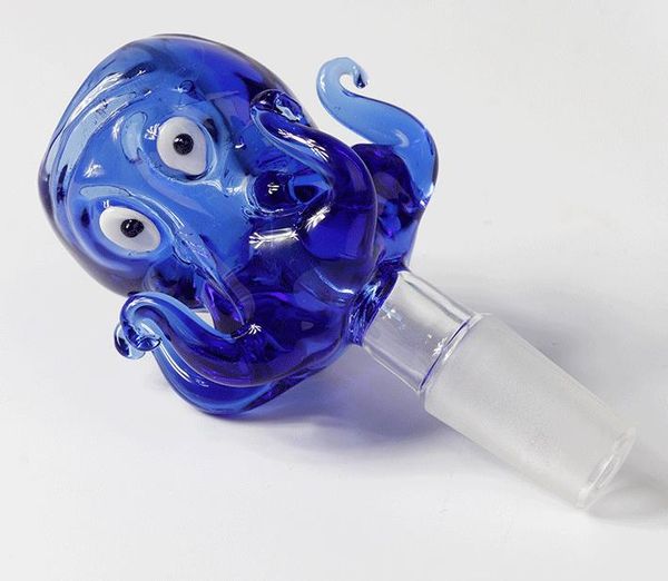 Tigela de animal de vidro pirex grosso com narguilé 14 mm 18mm de polvo azul masculino Bonzes de tabaco de tabaco para cachimbos de água de vidro bongos