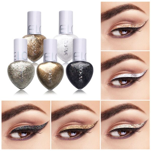 Eyeliner a forma di cuore Shiny Professional Eyeliner Eyeliner Eye Liners Pigment Silver Black Gold 5 Color Liquid Glitter Escono Cosmetici trucco