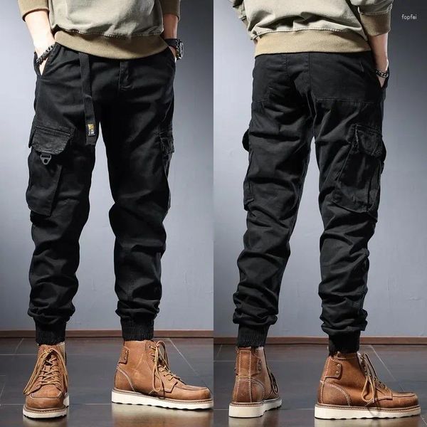 Pantaloni maschili autunno blu cotone cargo di moda tattica sport joggers casual streetwear hip hop slim fit pantaloni