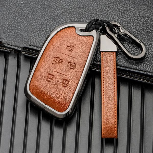 Zink -Legierung Car Remote Key Case Keyless FOB Cover Halter Bag Kette für Cadillac CT5 5 Tasten Smart Styling 240425