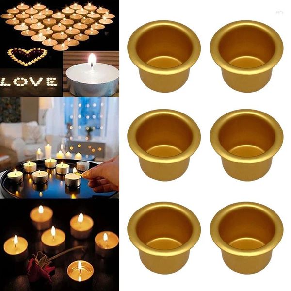 Kerzenhalter 10pcs Mini Golden Cup Inhaber Ständer Hochzeitsfeier Home Drip Protector -Gerät Aluminium, um Wachs zu verhindern