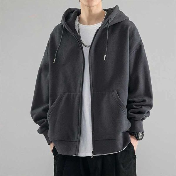 Herren Hoodies Sweatshirts Herren Hoodie Solid Black Hoodie Full Reißverschluss Herbst Y2K Retro kostenlos Lieferung Niedrig Preis Neu lous louer s q240506