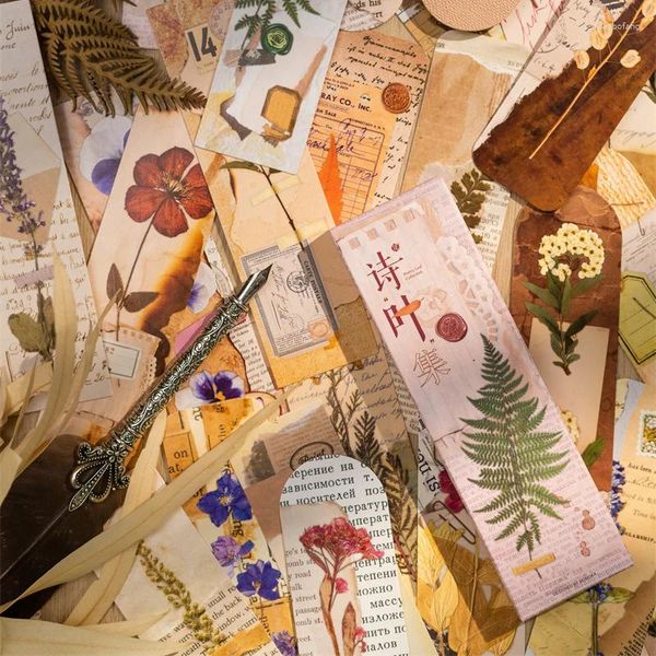 Segnali di segnalibri della collezione di foglie di poesia da 30 pezzi set vintage segnalibri di carta per collage fatti a mano per libri Pagina Marker School A6995