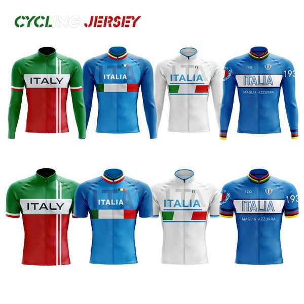 Maglie in bicicletta del team italiano uomo camicie a maniche lunghe kit di abbigliamento per biciclette mtb bici indossare triathlon maillot ciclismo 240426