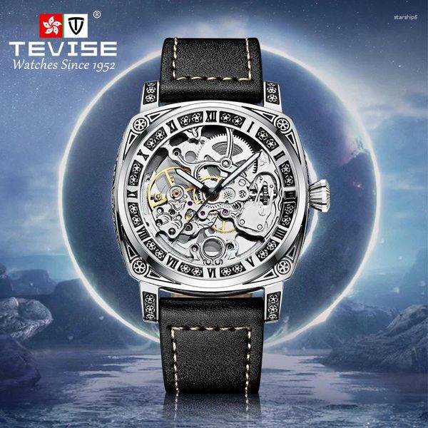 Armbanduhr Tourbillon Hollow Automatic Mechanical Watch Men Bewegung wasserdichtes Glühen-in-the-Dark-Sport