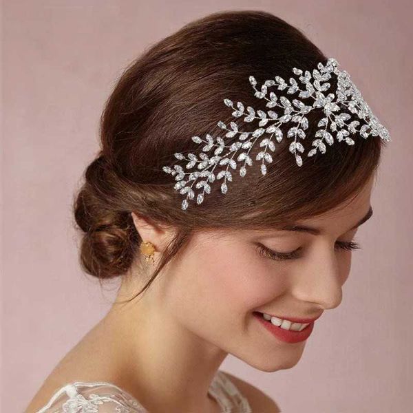 Bandas da cabeça Moda Decoração de cabelo noivo Silver Wedding Zircon Tiaras Womens Fand Wedding Hair Accessories Jóias Coroa de Jóia Q240506