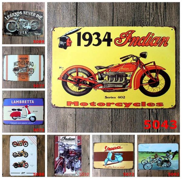 Motorrad Vintage Craft Blatt Zinnschild Retro -Metallmalerei Antike Eisen Poster Bar Pub Schilder Wandkunst Aufkleber8316505