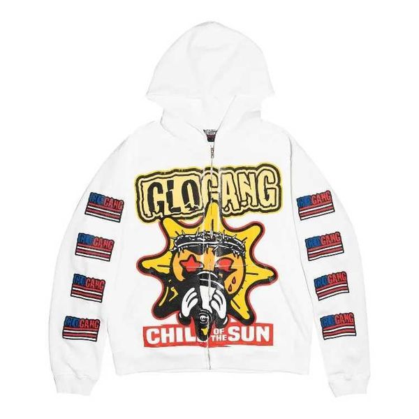 Erkek Hoodies Sweatshirts y2k giyim sokak animasyon mektubu baskılı kapüşonlu gotik harajuku moda fermuarlı hoodie kadınlar rahat kazak q240506