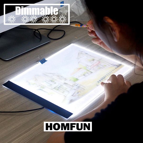 Stitch Dimmable!Pad Ultrathin A4 LED Light Tablet Aplicação a Kits de ponto de diamante de diamante de diamante UE/UK/AU/USB/USB Diamond Bordado