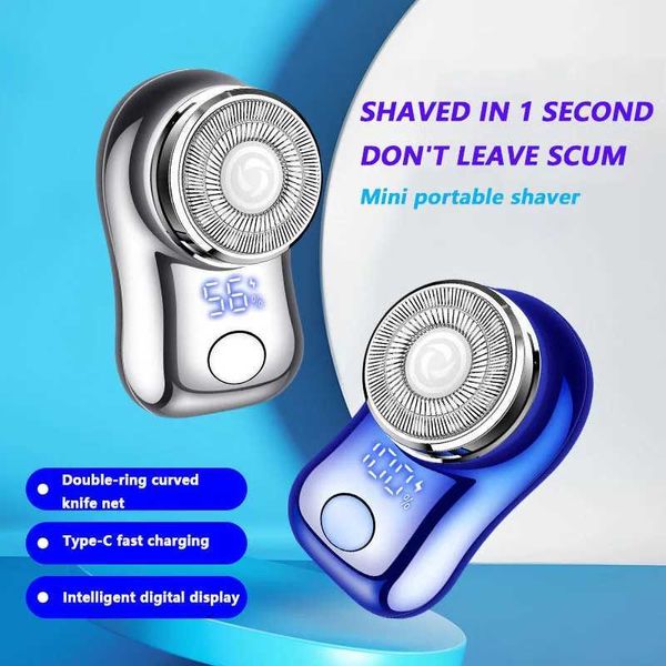 Rashovers elettrici Mini rasoio elettrico per uomini Knife barba portatile Tipo C di ricarica Razor del corpo a faccia con display di alimentazione digitale Y240503