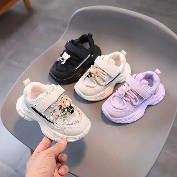 Sneakers Childrens Sports Shoes Girls 24Spring New Baby Walking Boys Platom Plush Little Bear Tennis Q240506