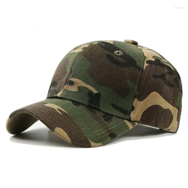 Caps de bola 1pc de seis painéis de poliéster acrílico puro exército verde camuflagem beisebol tap esportes casais podem fazer férias de lazer ao ar livre para ar livre