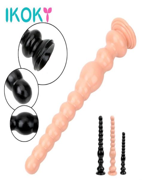 Ikoky Long Anal Plug Большой фаллоимитатор с высасывающей чашкой задница Anus Backyard Masturbation Sex Toys для женщин -мужчин массаж простаты S108645915