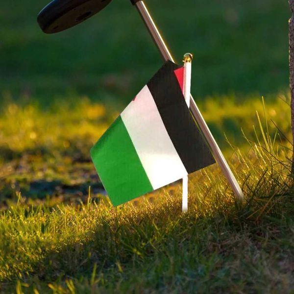 BANNER BANDEIRA BANDO PALESTA DE PALESTA 14x21cm Mão portátil ondulando a bandeira palestina Poliéster Polyster-resistância de resistência a bandeira de plástico para eventos