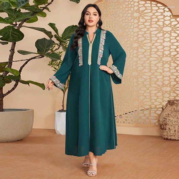 Ethnische Kleidung 2024 V-Ausschnitt Ice Seide Muslim Maxi Kleider für Frauen Dubai Abayas Dinner Kleid Eleganz Araber loser Caftan Vestidos