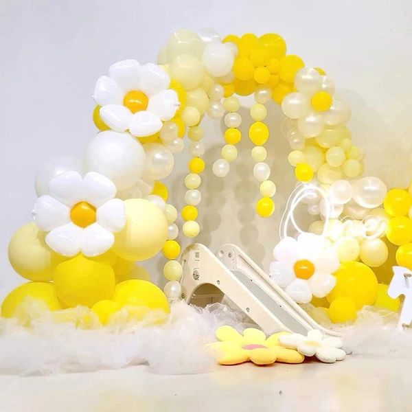 Decoração de festa Decoração branca Daisy Balloon Kit Kit Decoração de aniversário de casamento amarelo rosa púrpura de látex de látex decorativo decorativo