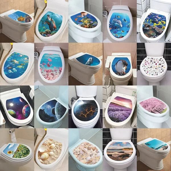 Deniz Manzarası Tuvalet Koltuk Duvar Sticker Sanat Duvar Kağıdı Banyo Çıkartmaları Kendi Kendine Uygun Çıkarılabilir Kapak Ev Aksesuarları 240506