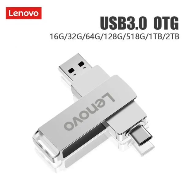 Adaptör Lenovo ThinkPlus USB 3.1 Flash Bellek 2 TB USB Stick Type C OTG Anahtar USB Bellek 1 TB Pendrive Adroid Telefon/Akıllı TV 4K için