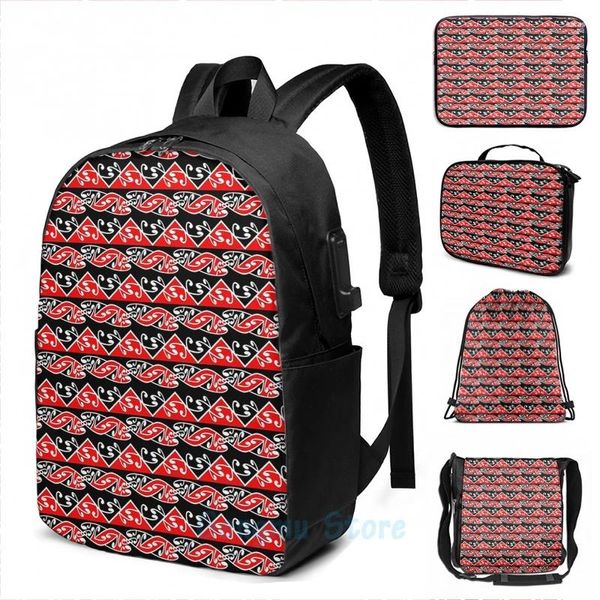 Rucksack lustiger Grafikdruck Kowhaiwhai Traditioneller Maori Koru Muster USB -Ladung Männer School Taschen Frauen Bag Travel Laptop