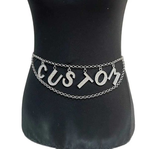 Gürtel Kristall Custom Custom großer Buchstabengürtel sexy Frauen Strass Statement DIY Name Gürtel Rollenspielzubehör Geschenk T240429