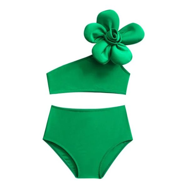 Costumi da bagno baby bikini ragazze senza maniche set da bagno set carino fiori moda costumi da bagno estate nuovi bambini spiaggia abito da abbigliamento da spiaggia solare 312 anni