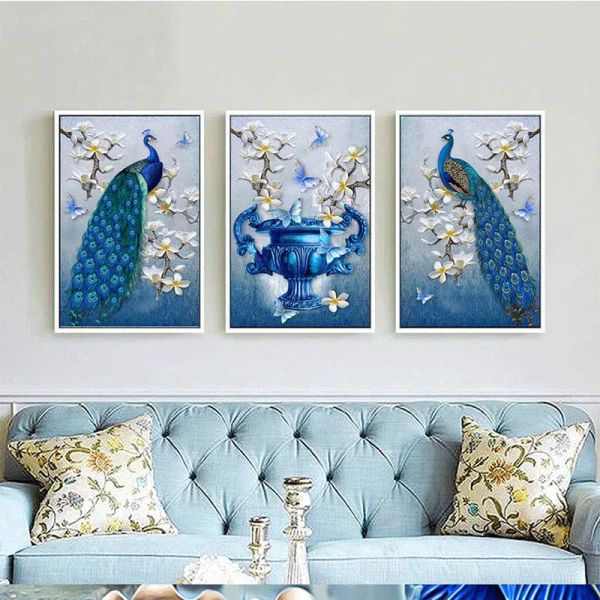 Стич DIY Diamond Painting Diy 5D Diamond Emlempore, Round Diamond European Peacock Vase Athestone Diamond Painting Cross Stitch