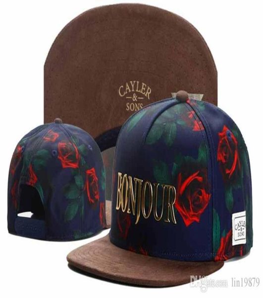 Moda Yeni Varış Metal Bonjour Gül Snapback Hats Bone Gorras Men Hip Hop Cap Sport Beyzbol Caps3185423