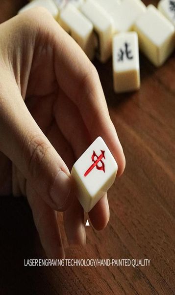 Masches da festa Mahjong Set di giochi cinesi in miniatura con 2 carte di riserva 144 minitili Tale Travel Board9308557