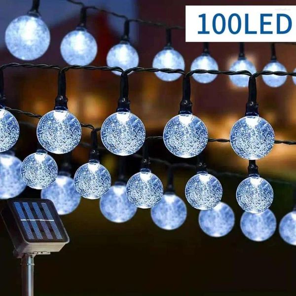 Dizeler Güneş kristal küre LED String Lights 100 8 Aydınlatma Modları IP65 Peri Işık Noel Çelenk Bahçe Partisi Süslemeleri