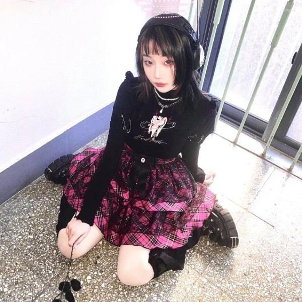 Saias mini skiets 2024 japonês lolita harajuku estilo impressão y2k especiar