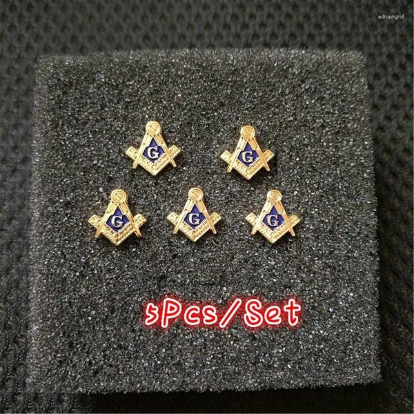 Broschen 5pcs/Set Vintage Gold Platted Masonic Freemasonry Revers Pin Abzeichen Brosche für Männer und Frauenkragen Schmuck