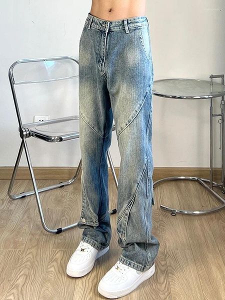 Herren Jeans mit Taschen gerade Hosen Bootcut Man Cowboyhose Punk ausgelöst Original Luxus 2024 Mode Y2K Vintage Classic