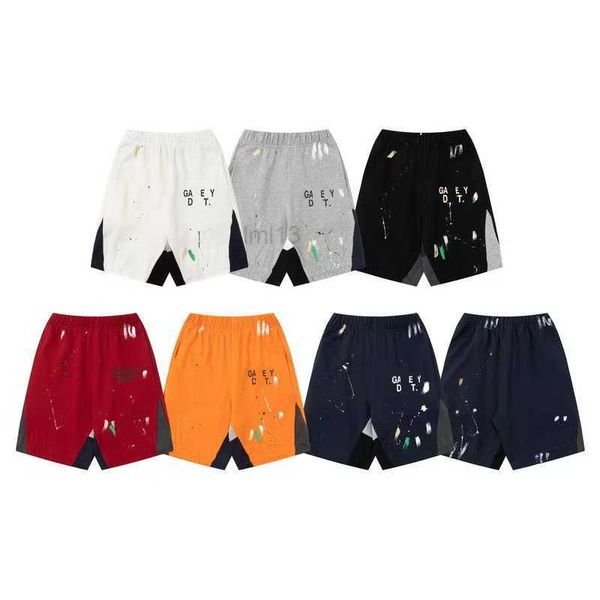 Herren Shorts Plus-Size Gall Casual Splash-Ink Shorts Mens European und American High Street Sports Running Trend Lose Fifth Pants Paare-Xllznu