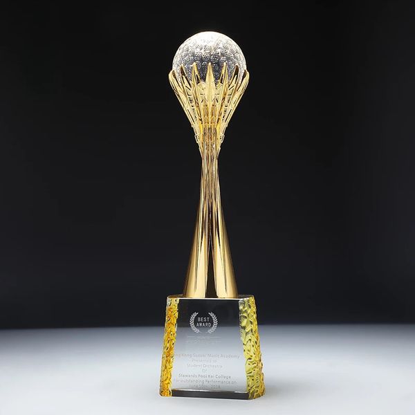 Трофей для баскетбола для гольф -металлов Crystal индивидуальные волейбольные спортивные игры для футбольных теннис