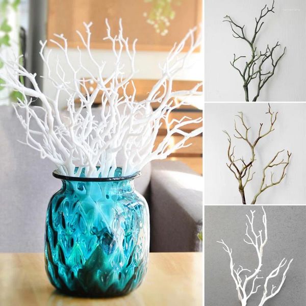 Dekorative Blumen getrockneter Baumkunstkunstpflanze Simulation Peacock Korallenzweig Plastik DIY Geweih Stirnbandzubehör Hochzeitsdekorationen