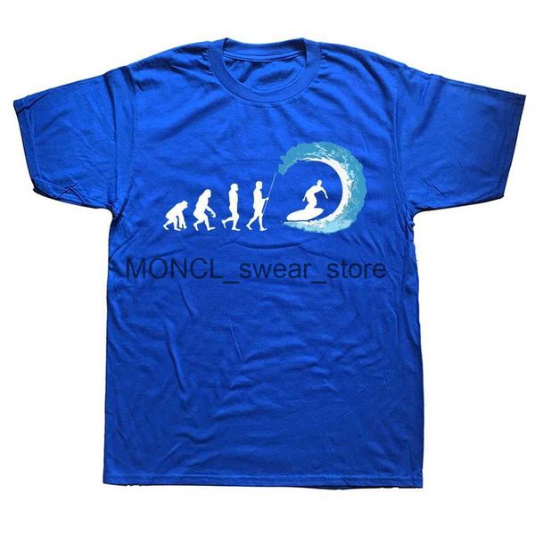 T-shirts masculinos Evolução de surf engraçada Idéia fofa para surfistas t camisetas gráficas strtwear short slve harajuku hip hop water esportes h240506