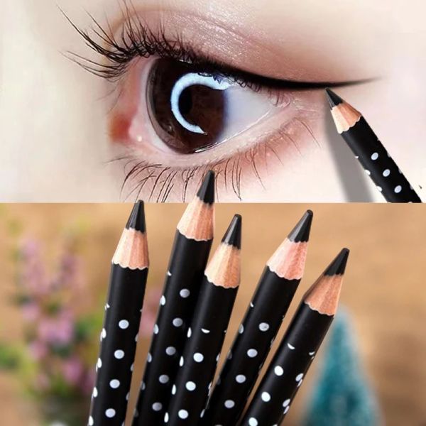 Eyeliner serin siyah göz kalemi ahşap kalem su geçirmez uzun ömürlü jel göz astar kalem noktaları kaş kalem makyaj göz güzel kozmetik aracı