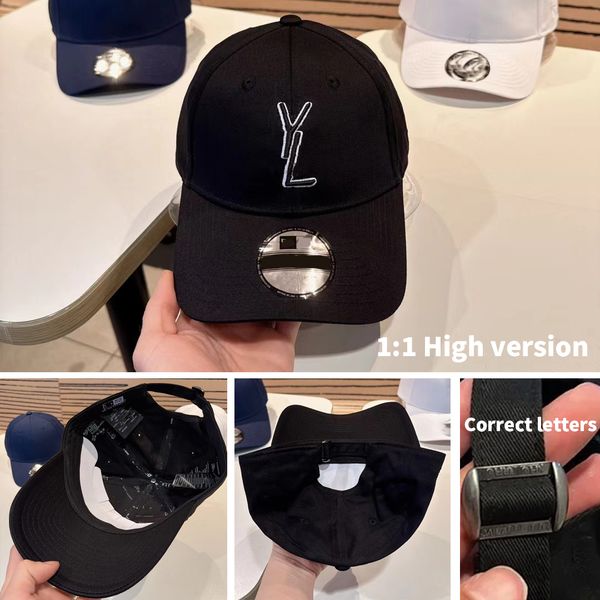 Luxury Designer Baseball Cap clássico Bordado Y Logotipo Hat 2024 Site oficial 1: 1 Algodão puro Alta versão de verão Visor Black Sun Hat Hat